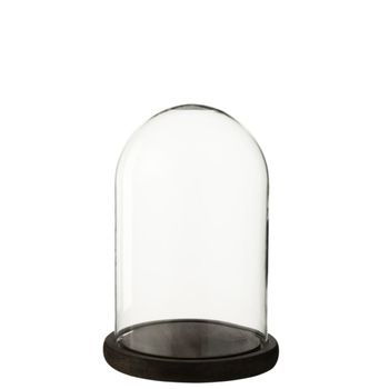 Campana decorativa con base marrón en cristal transparente 17,5 x 17,5