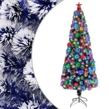 Árbol De Navidad Con Luces Fibra Óptica Blanco Y Azul 240 Cm Vidaxl