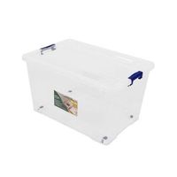jardin202 - cajas de almacenaje ordenacion de plastico transparentes con tapa azul  con y sin ruedas  ropa libro  juguestes  pack 6 uds 56 l  pack 6 uds 56 ljardin202