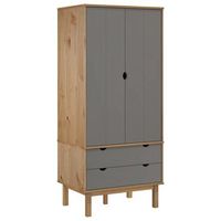 armario otta madera maciza pino marron y gris 765x53x172 cm vidaxl