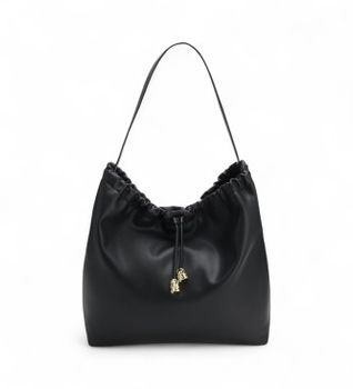 HUGO para mujer. 50552198 Bolso bandolera con cordón y herrajes dorados negro (OSFA), Casual, Poliuretano