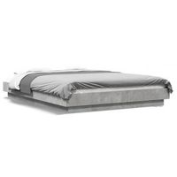 cama matrimonial  cama para adultos  estructura cama con luces led madera gris hormigon 140x190 cm