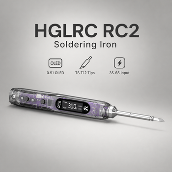 Soldador Portátil Inteligente HGLRC RC2 de 65W con USB-C PD3.0 QC2.0 DC5525 12-25V para Reparación de Drones FPV
