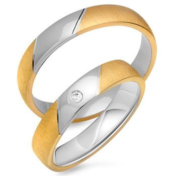 Alianzas 8 quilates oro blanco amarillo con diamante