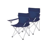 sillas de camping exterior apoyabrazos bolsillo para tazas portatil plegable blu
