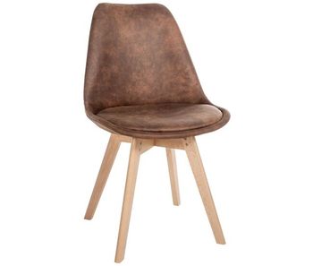 Silla de comedor linares elegante y cómoda para tu hogar simil cuero marrón 50x49x83 cm