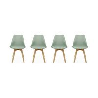 silla escandinava con patas de madera de haya set de 4 verde celadon
