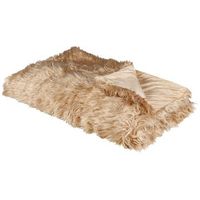 manta de acrilico marron claro 150 x 200 cm poliester pelo largo dormitorio delice