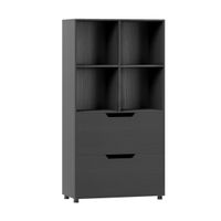 costway libreria de 4 cubos con 2 cajones estanteria independiente 5 niveles diseno moderno en madera para salon u oficina negro