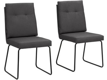 Juego de 2 sillas de comedor tapizadas en tejido antracita