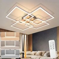 lampara de techo led para salon 72 cm rectangular plateada regulable 48 w zmh