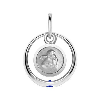 Anillo bautizo colgante ángel zafiro plata 925