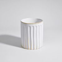 juego de bote de gres blanco y utensilios de madera de acacia
