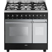 smeg c92dbl8 dual fuel range cooker - stainless steel  black stainless steel
