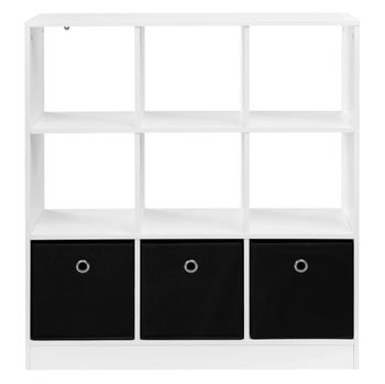 Estantería de madera aglomerada blanco y negro 80x30x86,5 cm
