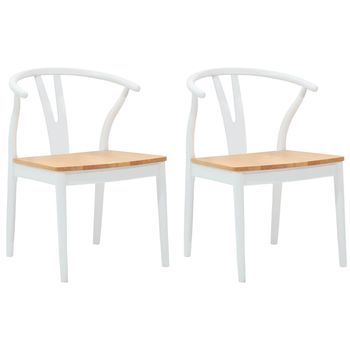 Silla De Comedor 2 Uds. Madera De Caucho Sólido Y Natural Vidaxl