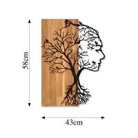 decoracion pared de madera woman face nogal negro 43x58 cm
