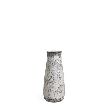 Macetero decorativo de cemento crema efecto envejecido h49