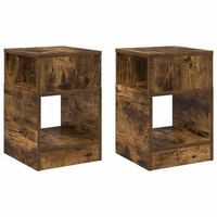 2 piezas mesa auxiliar  mesa de apoyo roble ahumado 305 x 30 x 45 cm