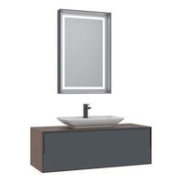 conjunto de mueble con lavabo y espejo 2 piezas  - 120 x 50 x 40 cm - nogal  antracita  blanco