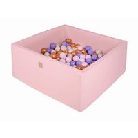meowbaby piscina de bolas cuadrada seca para ninos rosa pastel  doradobeigerosacalefaccion 300 pcs 90x90x40cm