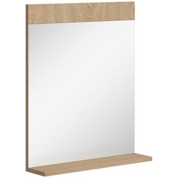 HOMCOM Espejo de Baño de Pared con Estante Abierto para Entrada Pasillo 50x12x60 cm Roble   Aosom España