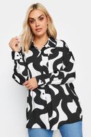 yours camisa blanca y negra estampado de ondas mujer curvy y tallas grandes yours