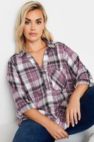 yours camisa viscosa de cuadros morados mujer curvy y tallas grandes yours