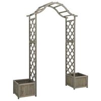 pergola de jardin con jardinera madera maciza de abeto gris