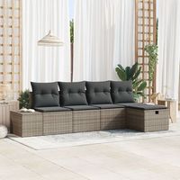 juego de sofas de jardin de 5 piezas con cojines gris de poliratan v8099 unico  gris