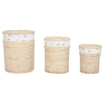 Cesta Ropa Set 3 Mimbre Algodon 45x45x55 Natural