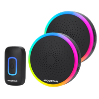 aigostar rgb timbre inalambrico timbre inalambrico exterior impermeable sin pilas ip55 5 niveles de volumen 0-120db y 60 melodias negro 2 receptor y 1 transmisor