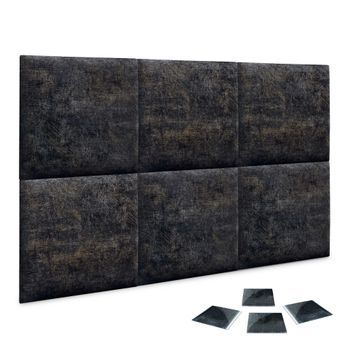Dhome Juego De 6 Paneles Tapizados De Tela De Lujo Pack Autoadhesivos Para Pared Acústicos Absorbentes Protección (luxurious Black, 50x30cm, X6)