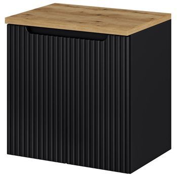 Mueble De Baño Bajo Lavabo Newport Con 2 Puertas 60x60x40 Cm - Negro/efecto Roble [en.casa]