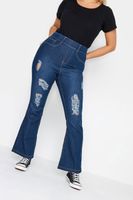 jeggings azules acampanados con rotos hannah mujer curvy y tallas grandes yours