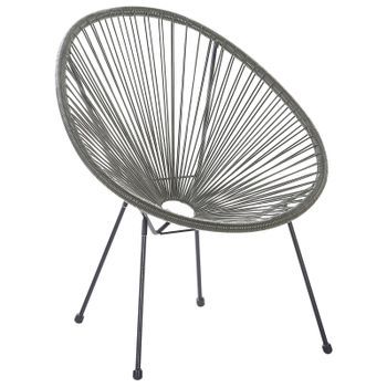 Silla De Balcón De Ratán Sintético Gris Oscuro Resistente A La Intemperie Sala De Estar Jardín Bistró Moderno Acapulco Ii
