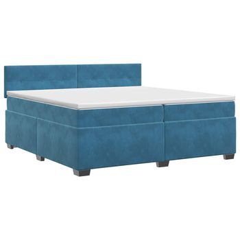 Cama Tapizada 202x180x88 Cm Terciopelo - Azul