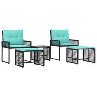 juego de muebles de exterior con cojin 5 piezas  mobiliario de jardin negro y turquesa