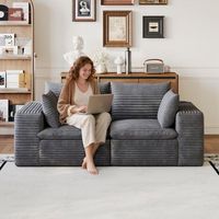 sofa de dos plazas - mueble para salon - pana - gris oscuro 180x90x60cm