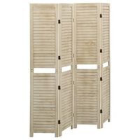 biombo de 4 paneles de madera maciza de paulownia 140x165 cm vidaxl
