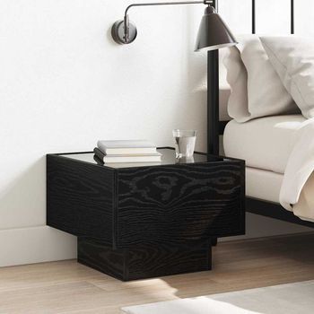 Mesa De Café - Mueble Para Salón - Madera De Ingeniería - Roble Negro (40x40x30cm)