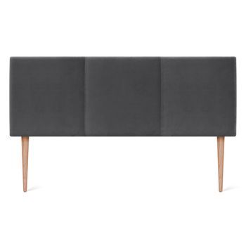 Cabecero De Terciopelo Liso Con Tres Paneles 135x105cm Con Patas Camas 120/135 - Gris Oscuro