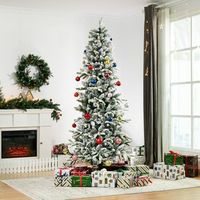 arbol de navidad de acero pvc pe homcom o95x210 cm-verde y blanco