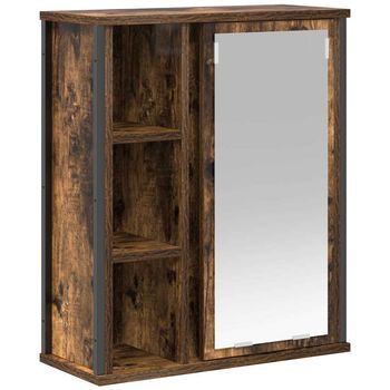 Mueble De Baño De Pared Con Espejo Roble Ahumado 50x21x60 Cm Vidaxl