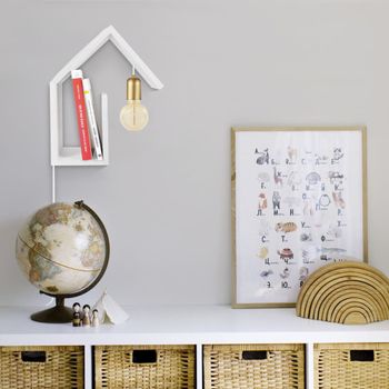 Aplique de pared brazo madera blanco