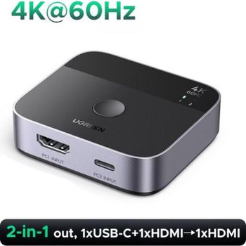 Conmutador KVM Ugreen AW503 2x1 4K@60Hz USB-C/HDMI