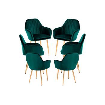 Pack 6 Sillas Chic Golden De Terciopelo 87*56*44 Cm - Verde