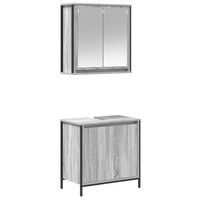 set de muebles de bano  armario de bano 2 piezas madera contrachapada gris sonoma