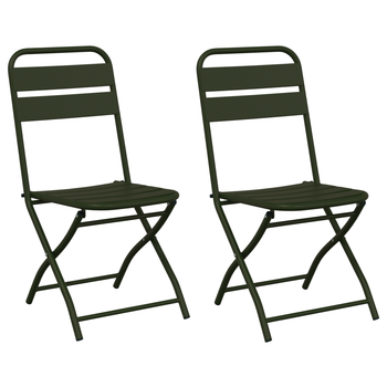 Sillas De Jardín Plegables 2 Uds Verde Oscuro 42x52x82 Cm Acero Recubierto Cfw979586
