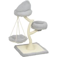 pawhut rascador de 115 cm con diseno arboreo 2 camas lavables hamaca y poste rascador de sisal para gatos de hasta 6 kg